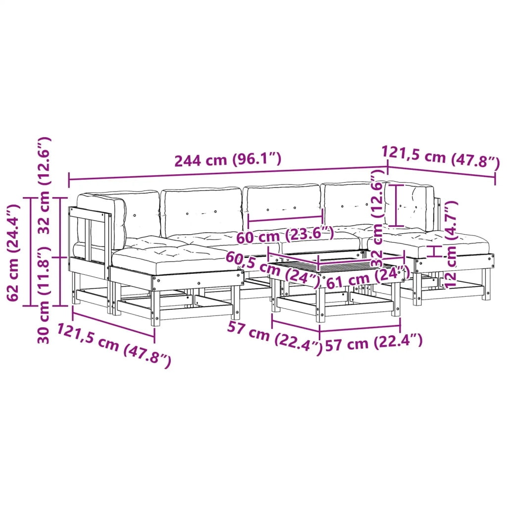 Set Lounge da Giardino 7 pcs Marrone Cerato 3418066