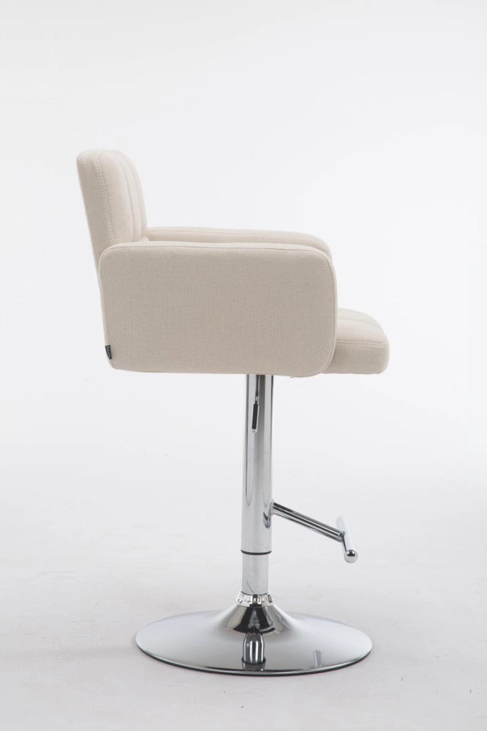 Sgabello Los Angeles in tessuto crema,cromo