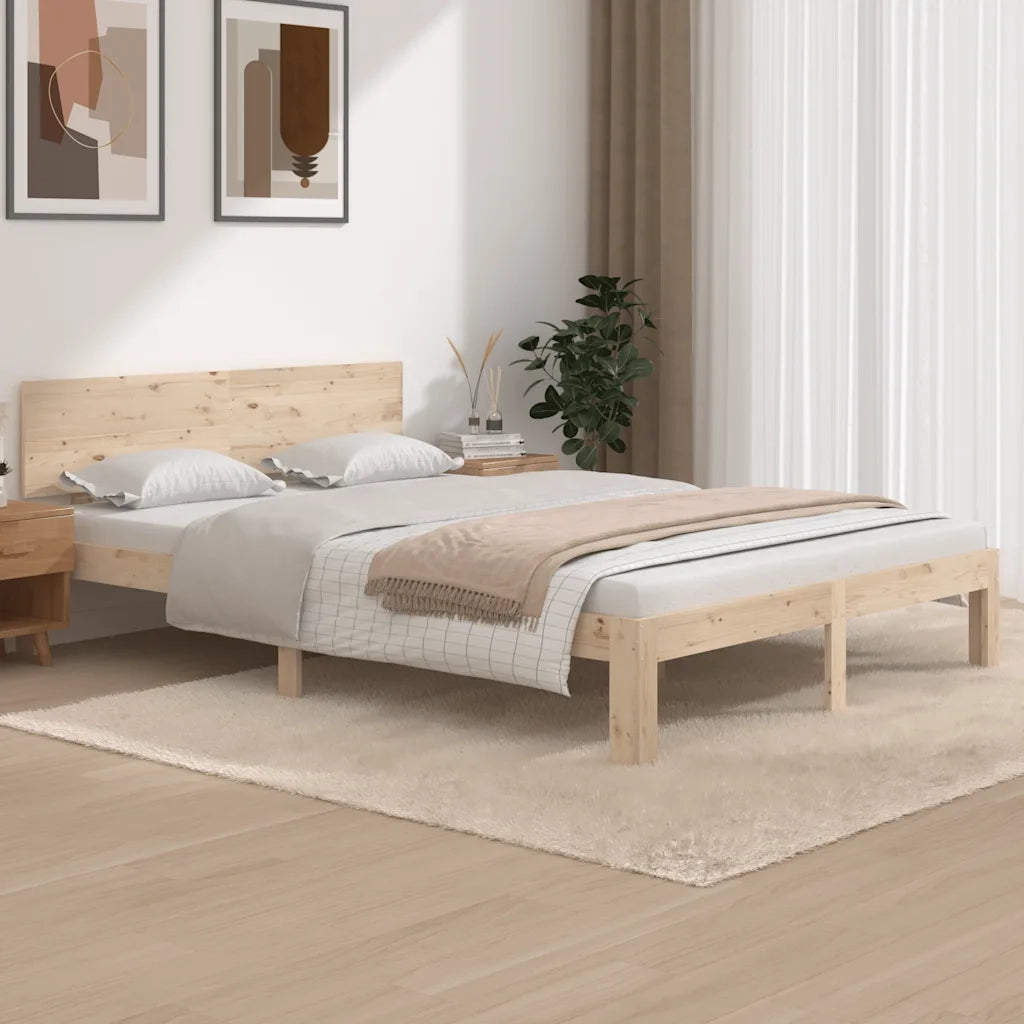 Letto matrimoniale | Letto per adulti | Giroletto in Legno Massello di Pino 140x200 cm