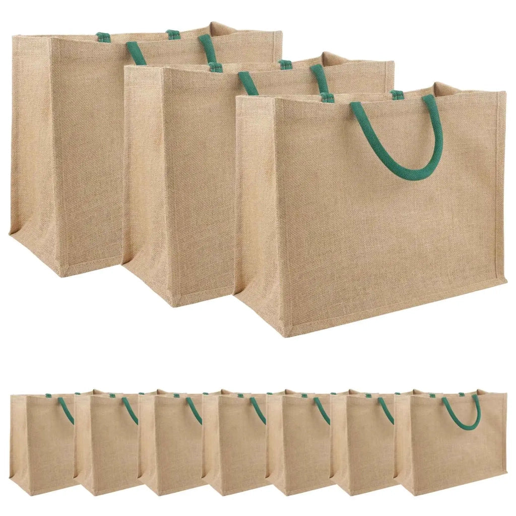 Borse in juta 10 Naturale e Verde 42 x 33 x 19 cm 42012287