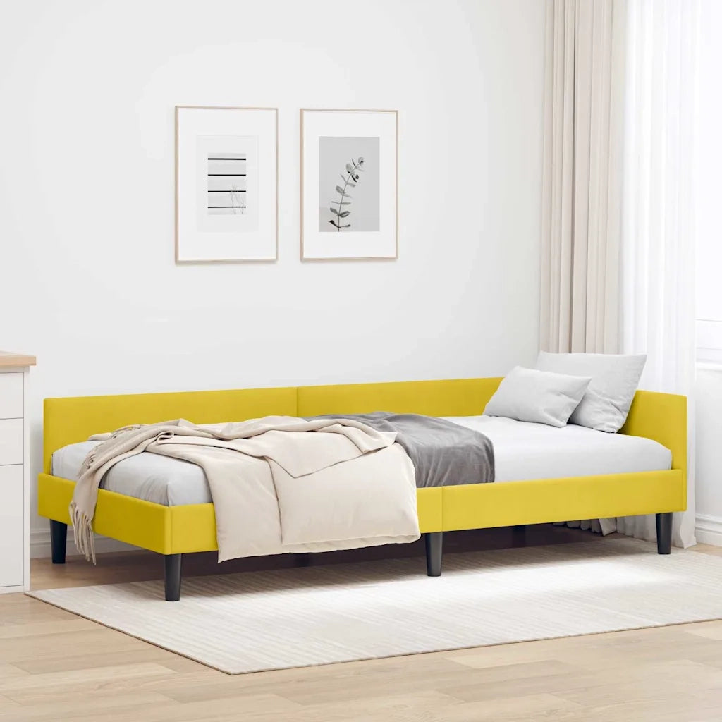 Letto singolo | Letto per adulti | Cornice del letto ad angolo Giallo 80 cm x 200 cm Velluto