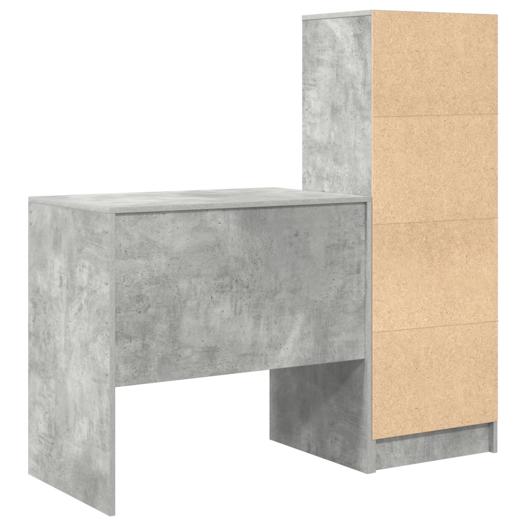 Scrivania  con ripostiglio Grigio cemento Legno ingegnerizzato