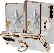 Hoes schockestoppista per smartphone pieghevole, bumper TPU sottile, copertura in silicone con standard di sostegno, bianca.