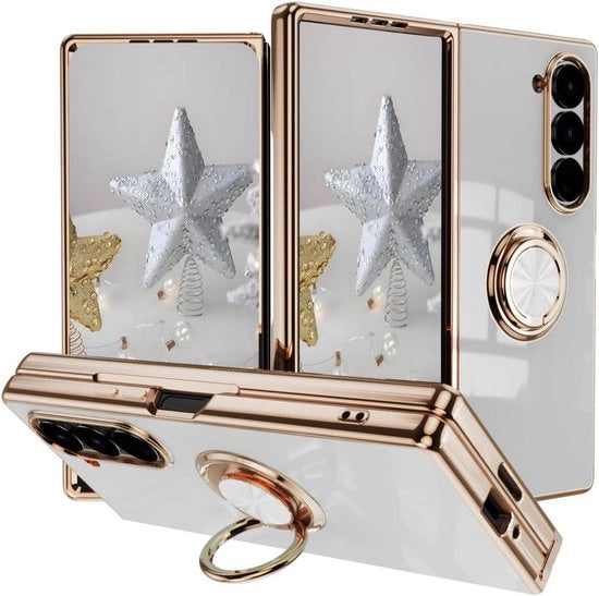 Hoes schockestoppista per smartphone pieghevole, bumper TPU sottile, copertura in silicone con standard di sostegno, bianca.