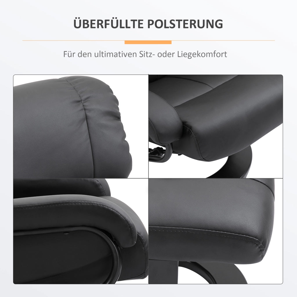 Poltrona relax reclinabile con poggiapiedi ¨C Xylo ¨C Similpelle nera massaggiante elettrica girevole