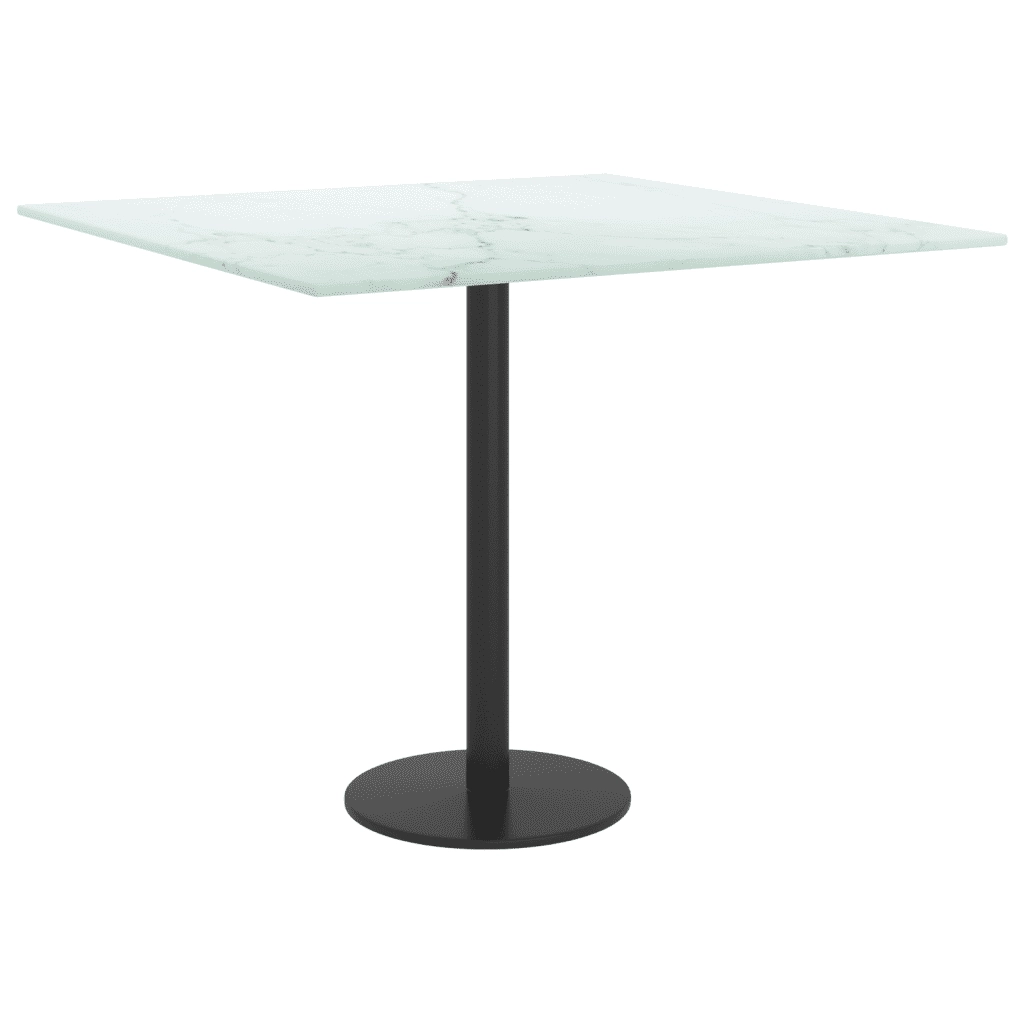 Piano Tavolo Bianco 50x50 cm 6mm Vetro Temperato Aspetto Marmo cod mxl 72542