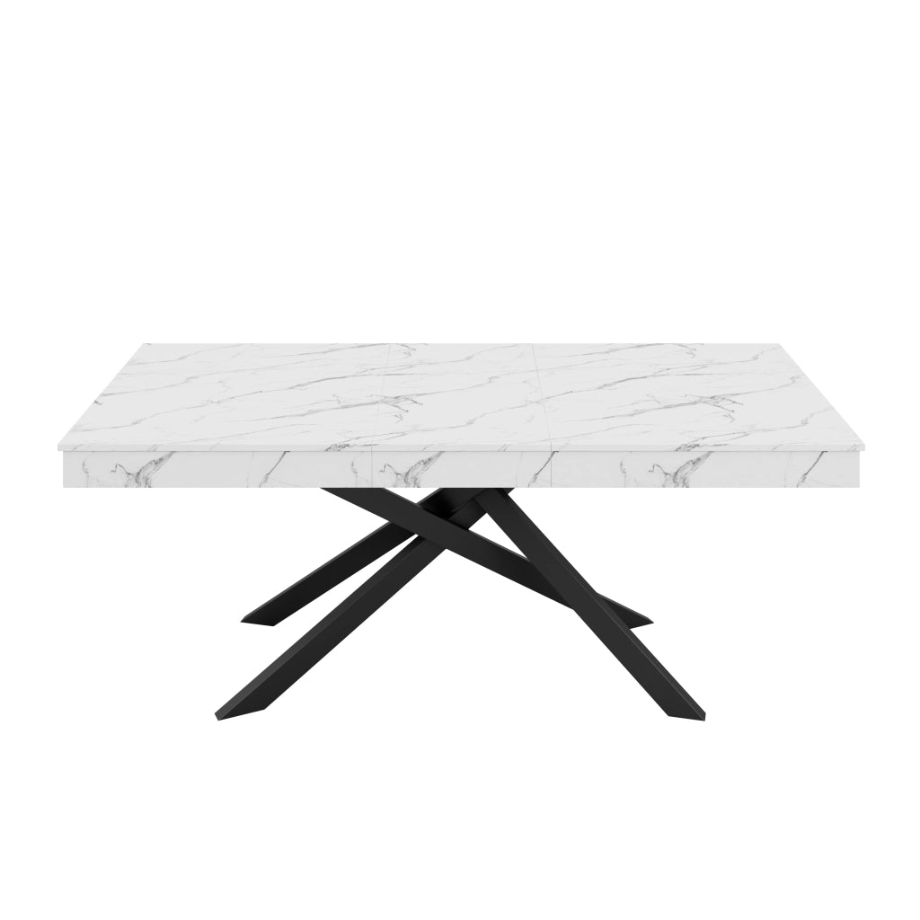 Tavolo da pranzo allungabile 140-180 cm, per 6-8 persone, piano spesso 93 mm, bianco