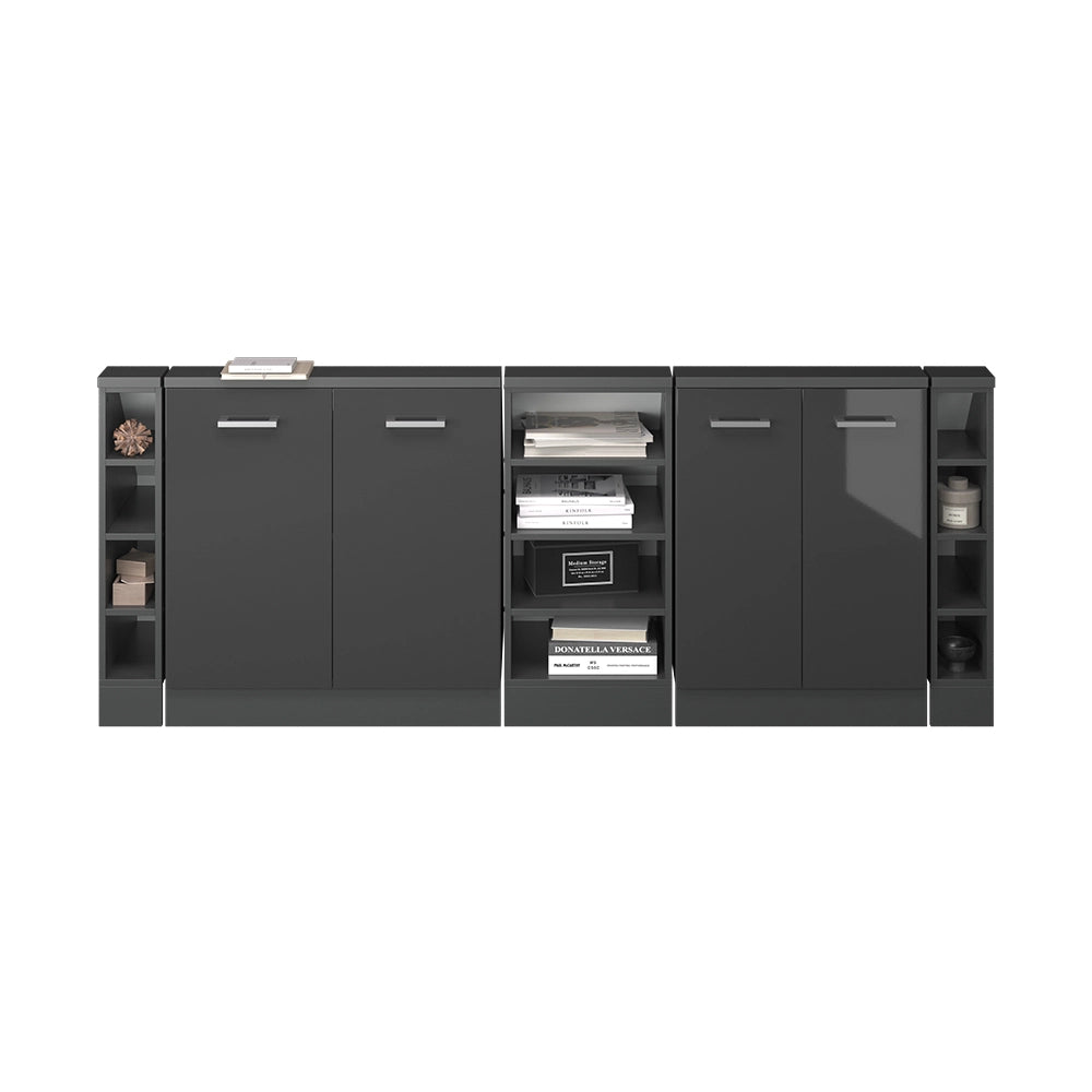 Mobile cucina sottotetto R-Line Antracite lucido/Antracite 210 cm Set di 5 Vicco