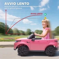 Macchina Elettrica per Bambini Licenza Land Rover con Fari LED, Clacson e Telecomando, 105x68.5x58 cm, Rosa
