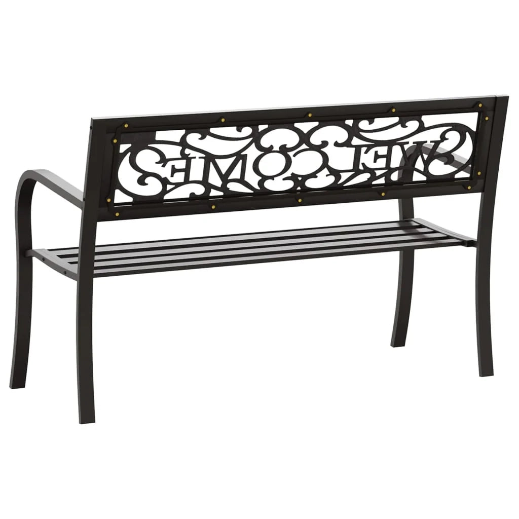 Panca da giardino mobili da esterno per patio terrazza 125 x 53 x 77 cm acciaio nero 02_0011230