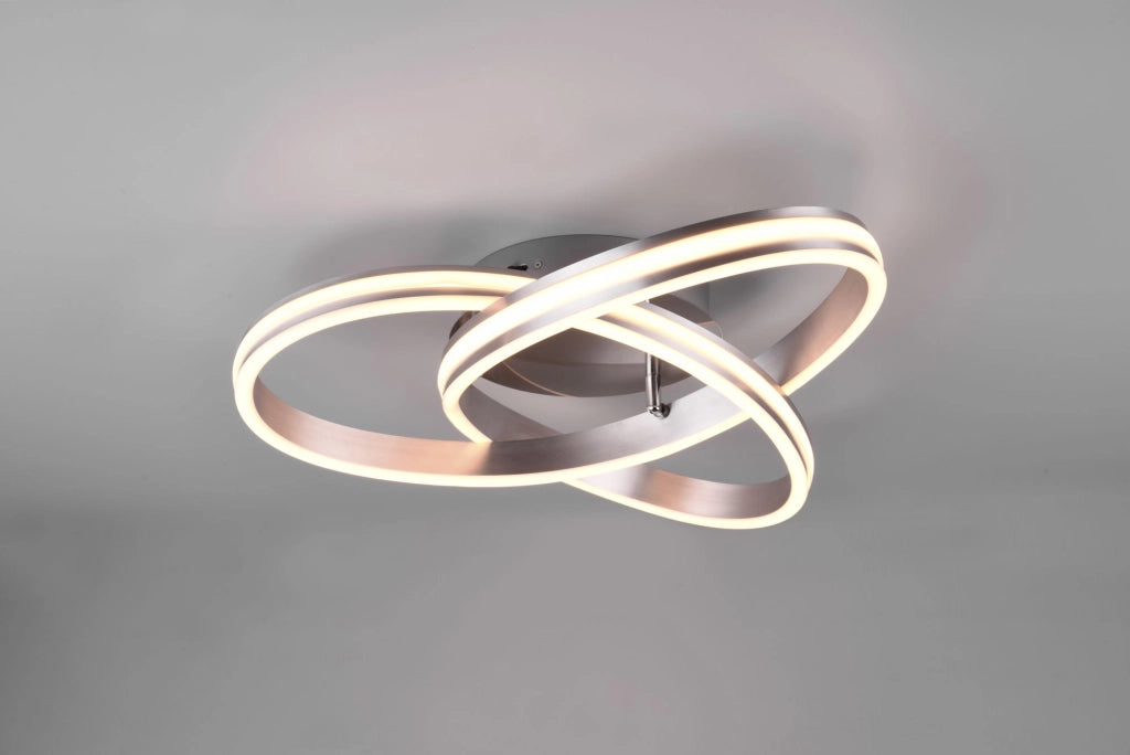 YARA PLAFONIERA LED 58W 7000lm, 2300+3000+4000K ACCIAIO SATINATO DIMMERABILE CON INTERRUTTORE A PARETE D. 59CM