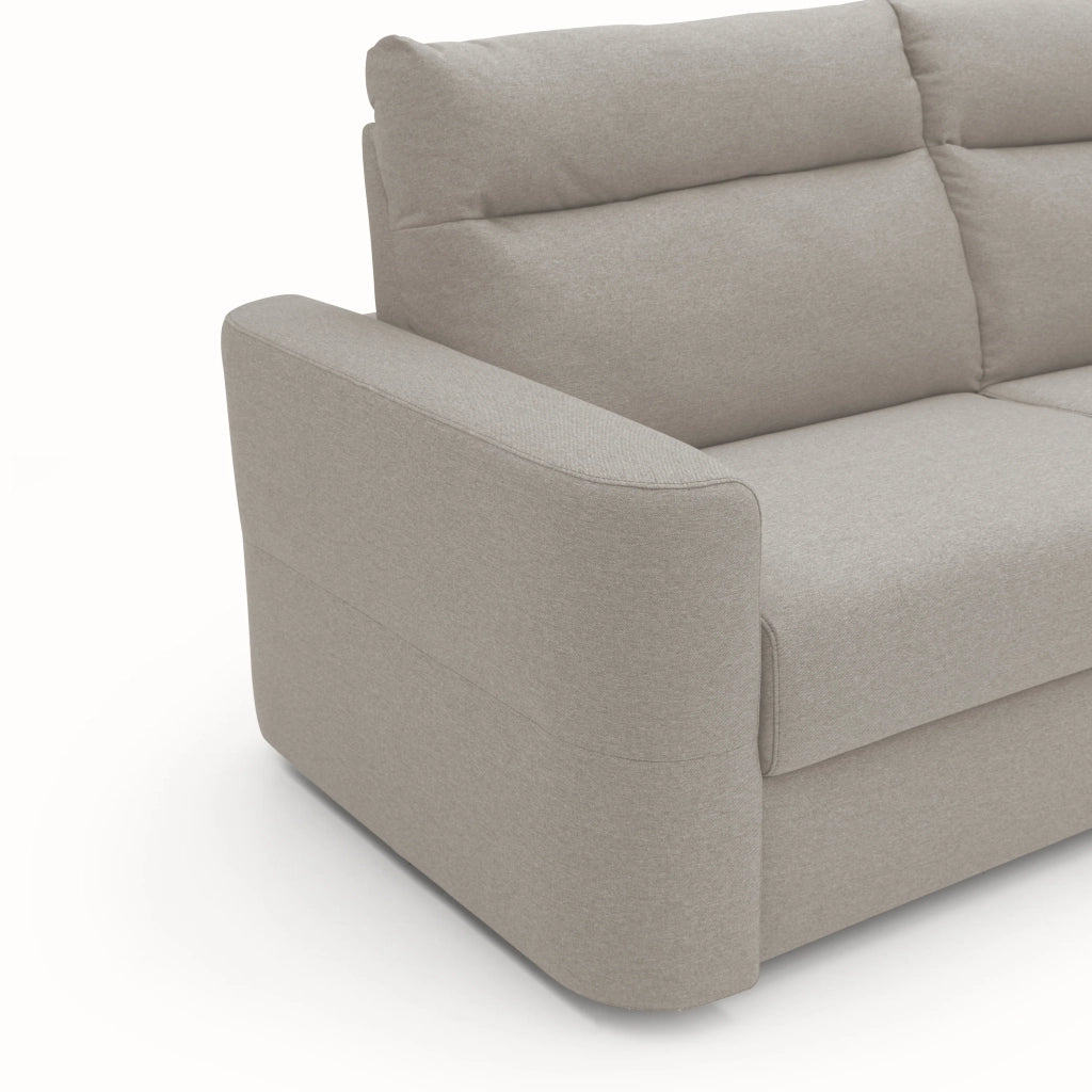 Cupido Divano letto con morbido schienale alto in tessuto impermeabile simil cotone T13 202 cm (mat. 140x197) panna