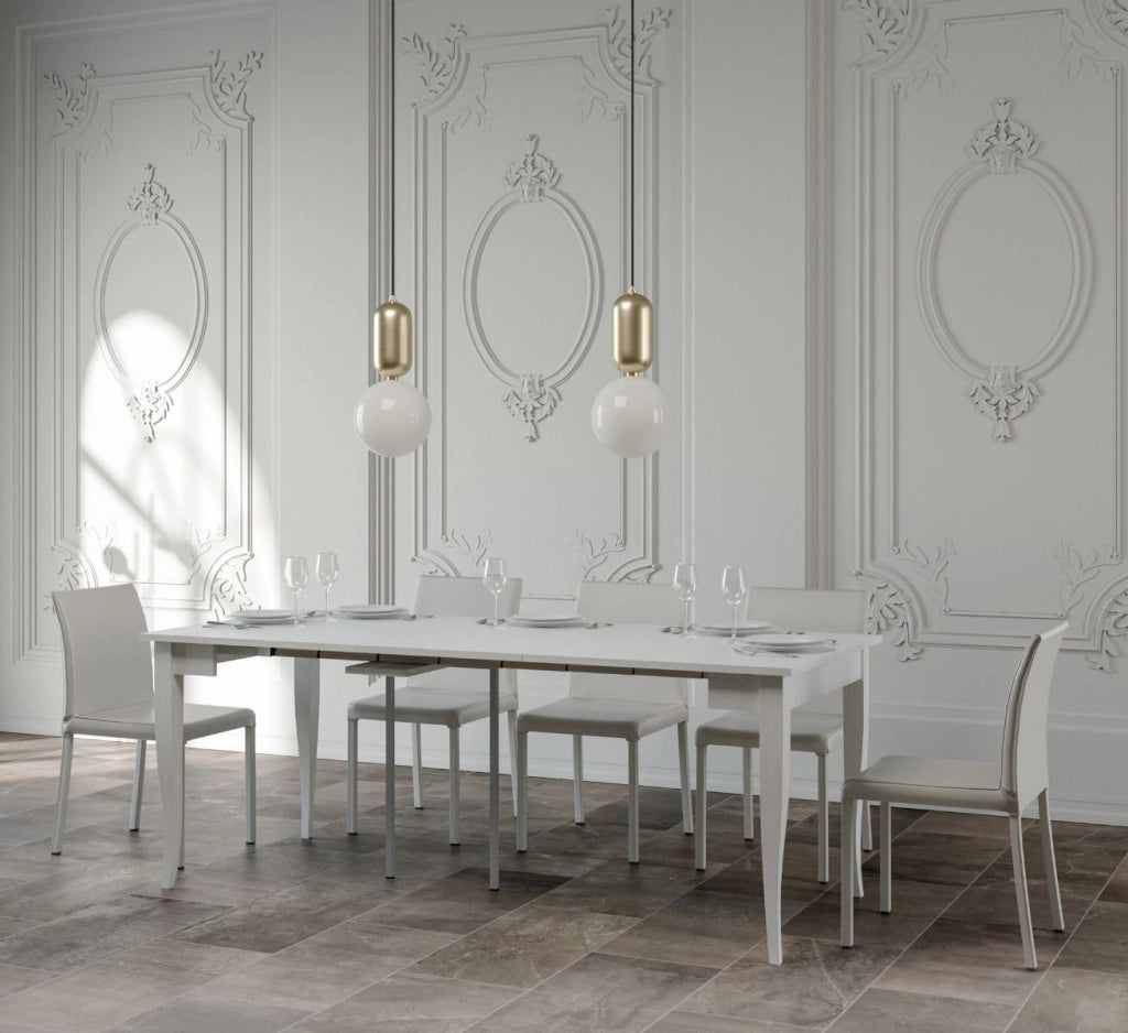 Consolle Allungabile 90-308x48x77 cm in Nobilitato Bianco