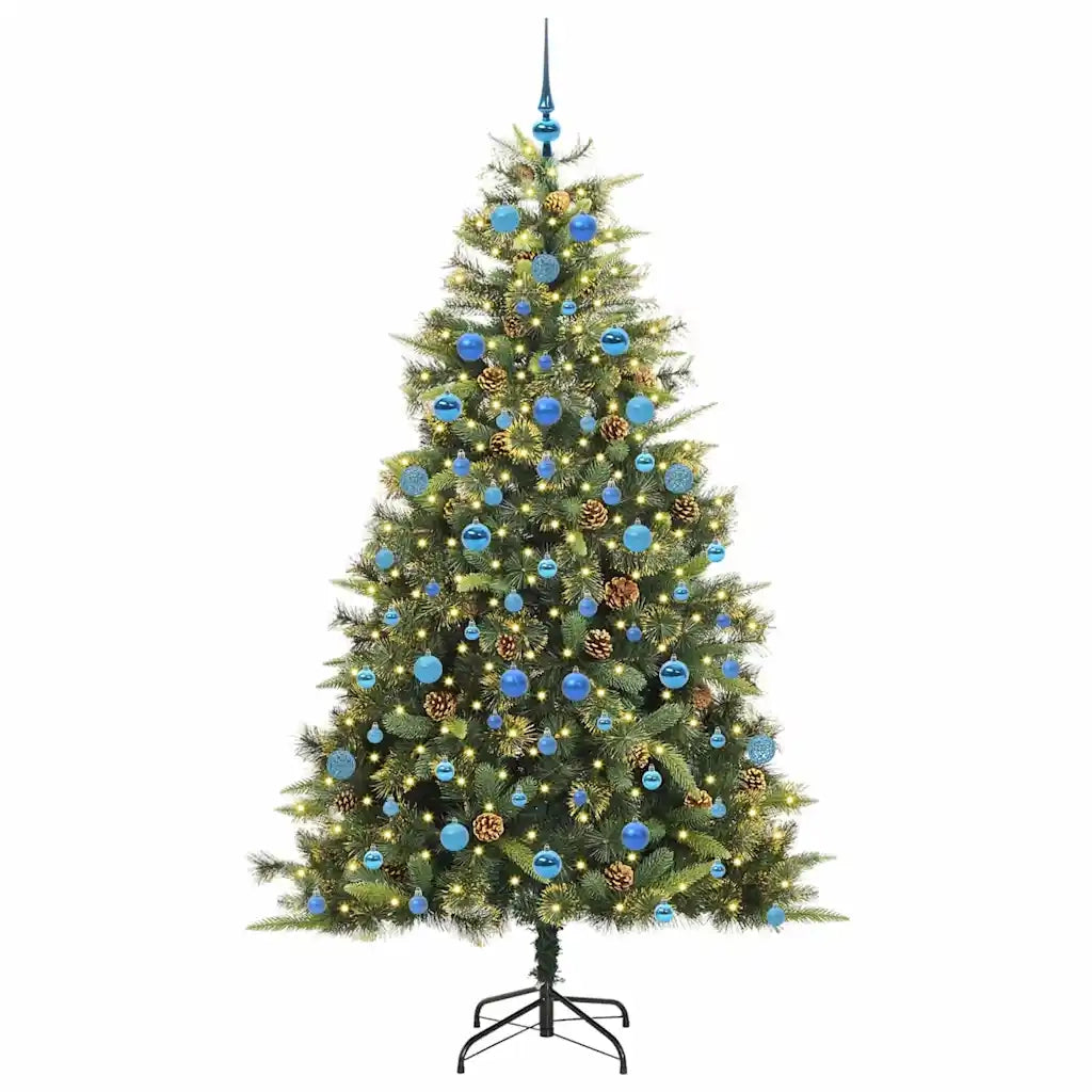 Albero di Natale artificiale pieghevole con coni Verde 210 cm 3395105