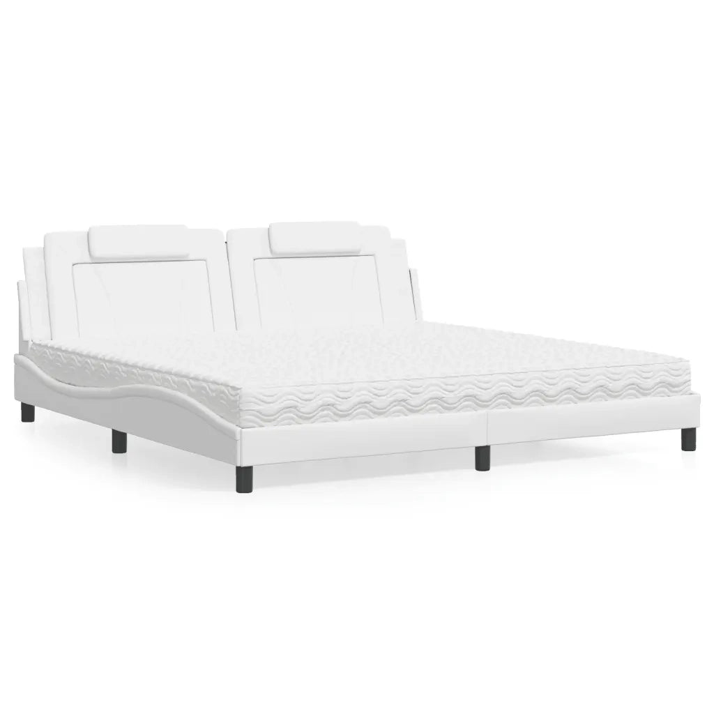 Letto con Materasso Bianco 200x200cm in Similpelle