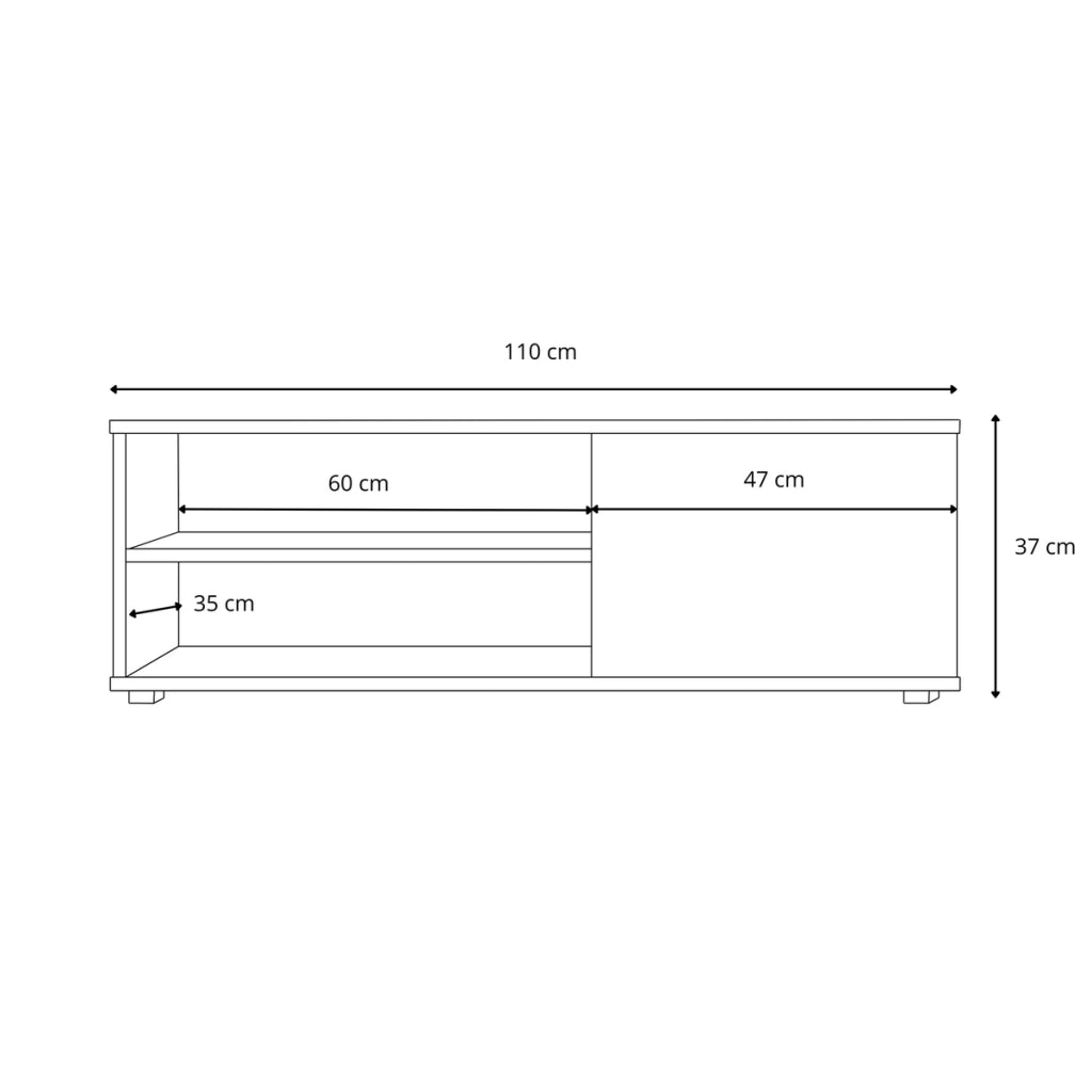 Mobile TV VIVA 110 cm bianco con gambe in plastica