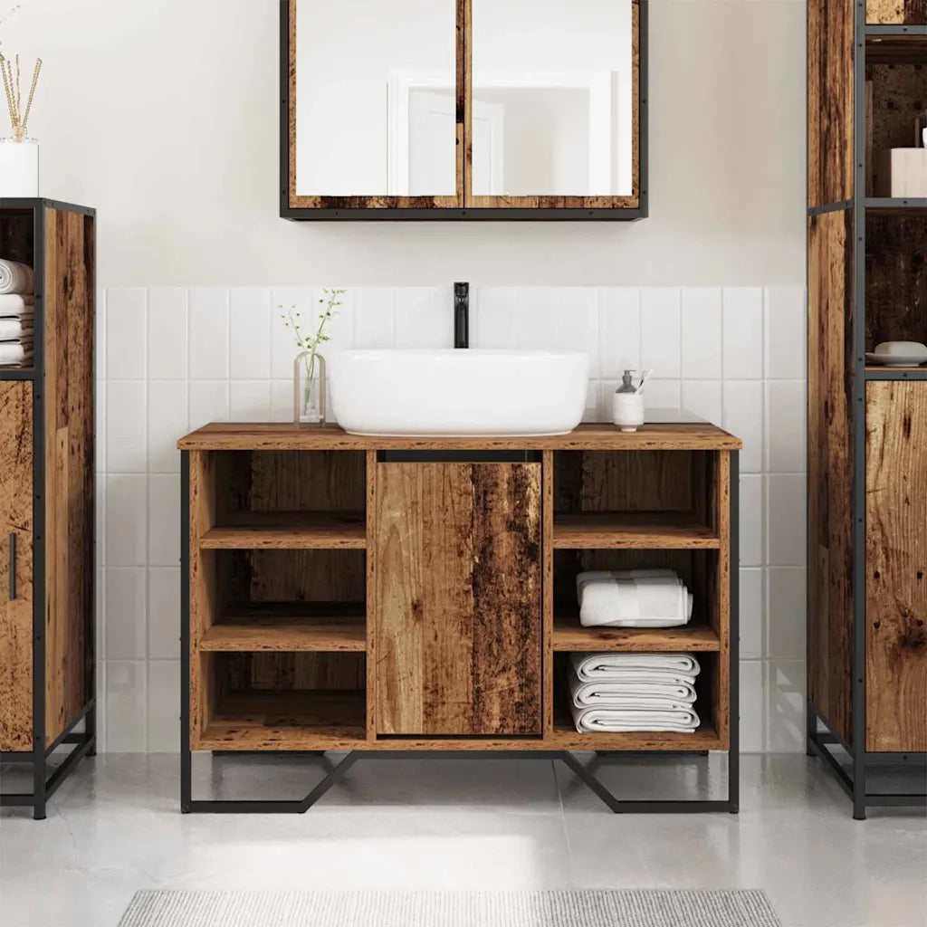 Armadio per Lavabo da Bagno-Armadietto da bagno-Mobiletto da bagno Legno vecchio 91 x 35 x 60 cm