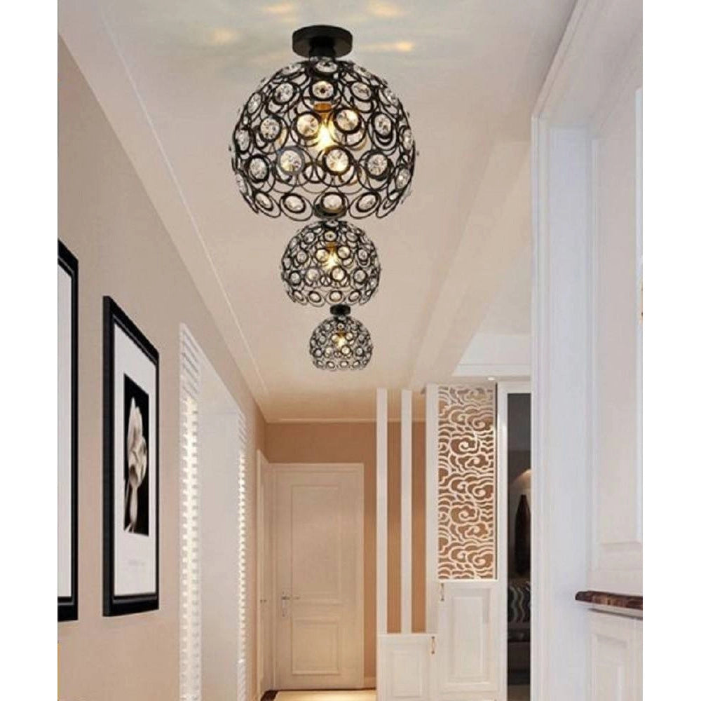 Trade Shop - Lampadario Da Soffitto A Sospensione Plafoniera Sfere Cristallo Lampada E27 C23 -