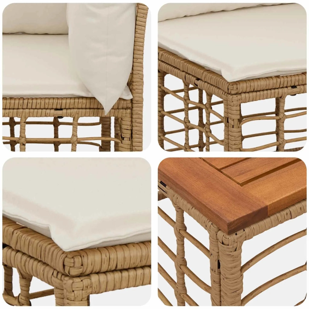 Set di divani da esterno 11 pz Naturale e Bianco Crema 3437624