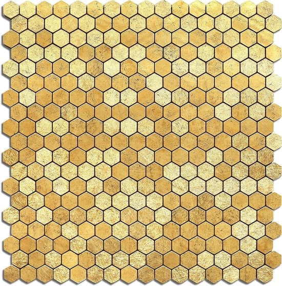 Tegoli da parete 3D autofissanti - Metallic oro - Resistente al calore - Penny a sei punte - 10 fogli