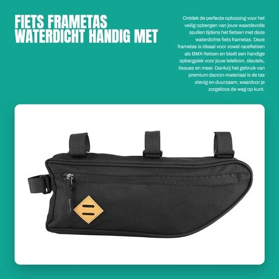Frametas Acqua-Resistente - Driangolo Portaoggetti - Chiusura a Ritorto - Materiale Dacron - Capacità per Telefono/Chiavi - Facile da Installare - Borsa per Bicicletta