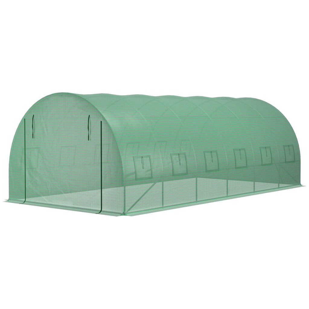 Telo di Ricambio per Serra da Giardino 6x3x2 m con 12 Finestre e Porta Avvolgibile Verde