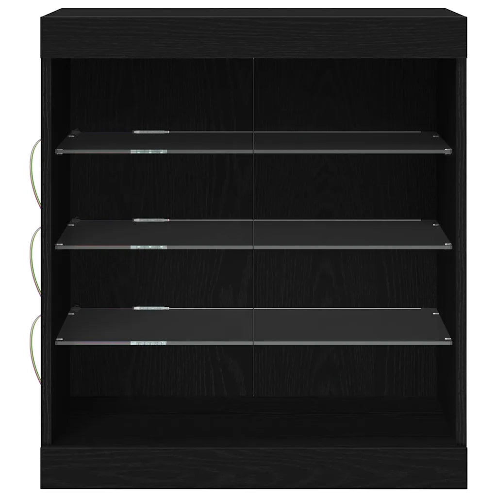 Credenza | Madia LED Rovere Nero 60,5 x 37 x 67 cm Legno multistrato