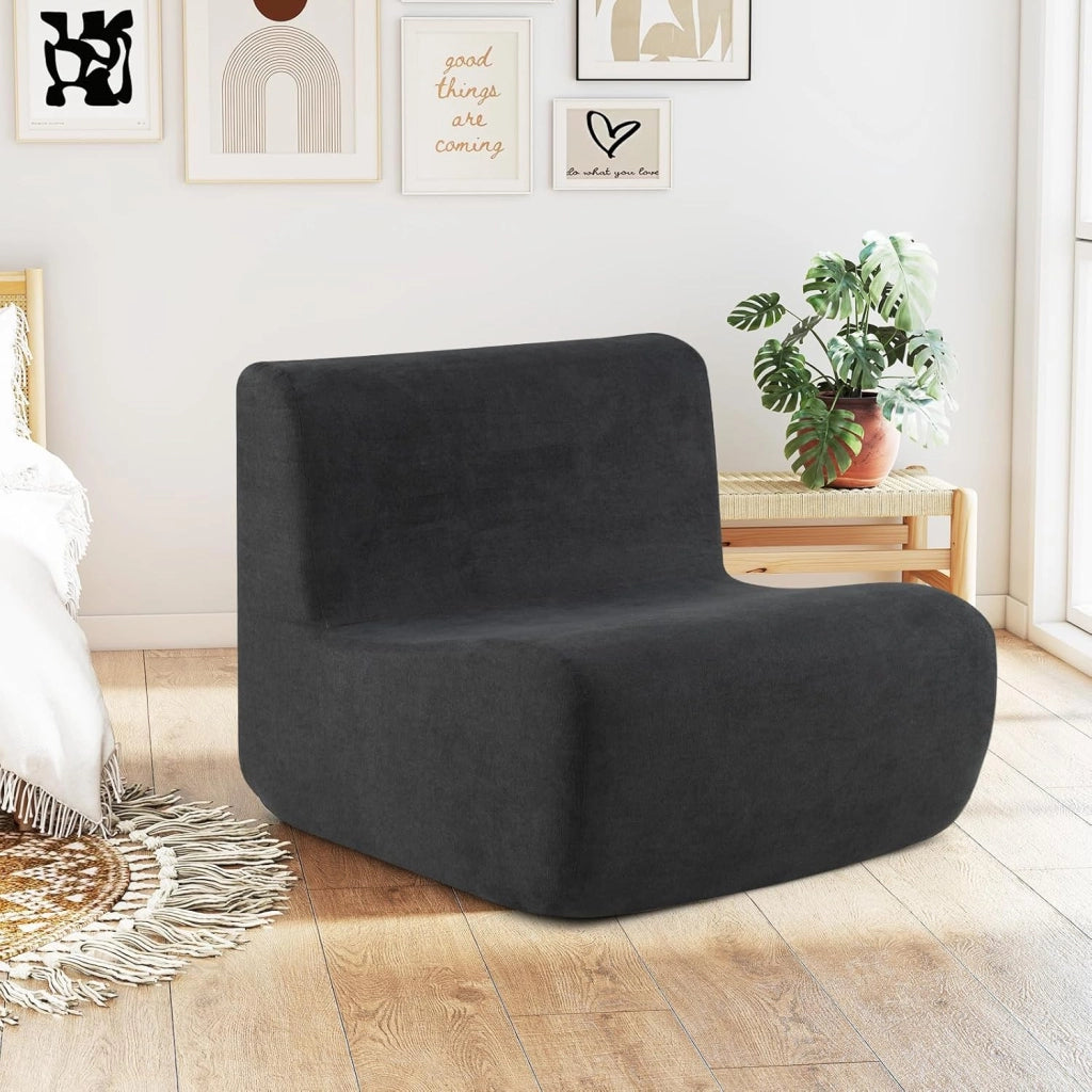 Divano Singolo da Pavimento, Poltrona da Divano con Morbido Velluto e Supporto Ergonomico, Poltrona Sacco da Lettura per Soggiorno, Camera da Letto (Grigio)