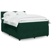Giroletto a Molle con Materasso Verde Scuro 140x190 cm Velluto