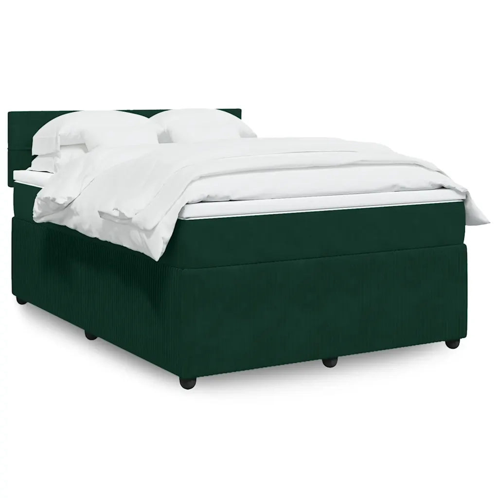 Giroletto a Molle con Materasso Verde Scuro 140x190 cm Velluto
