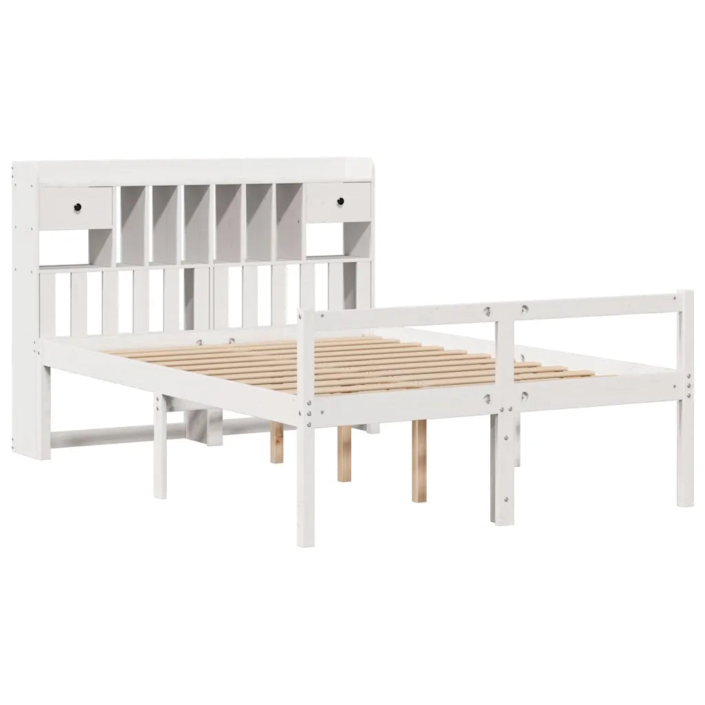 Letto Libreria senza Materasso Bianco 150x200 cm Legno di Pino 3322058