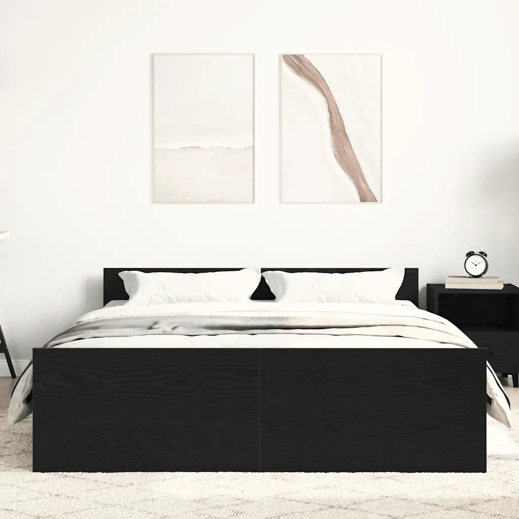 Letto matrimoniale | Letto per adulti | Giroletto senza Materasso Rovere Nero 120x190 cm Truciolato