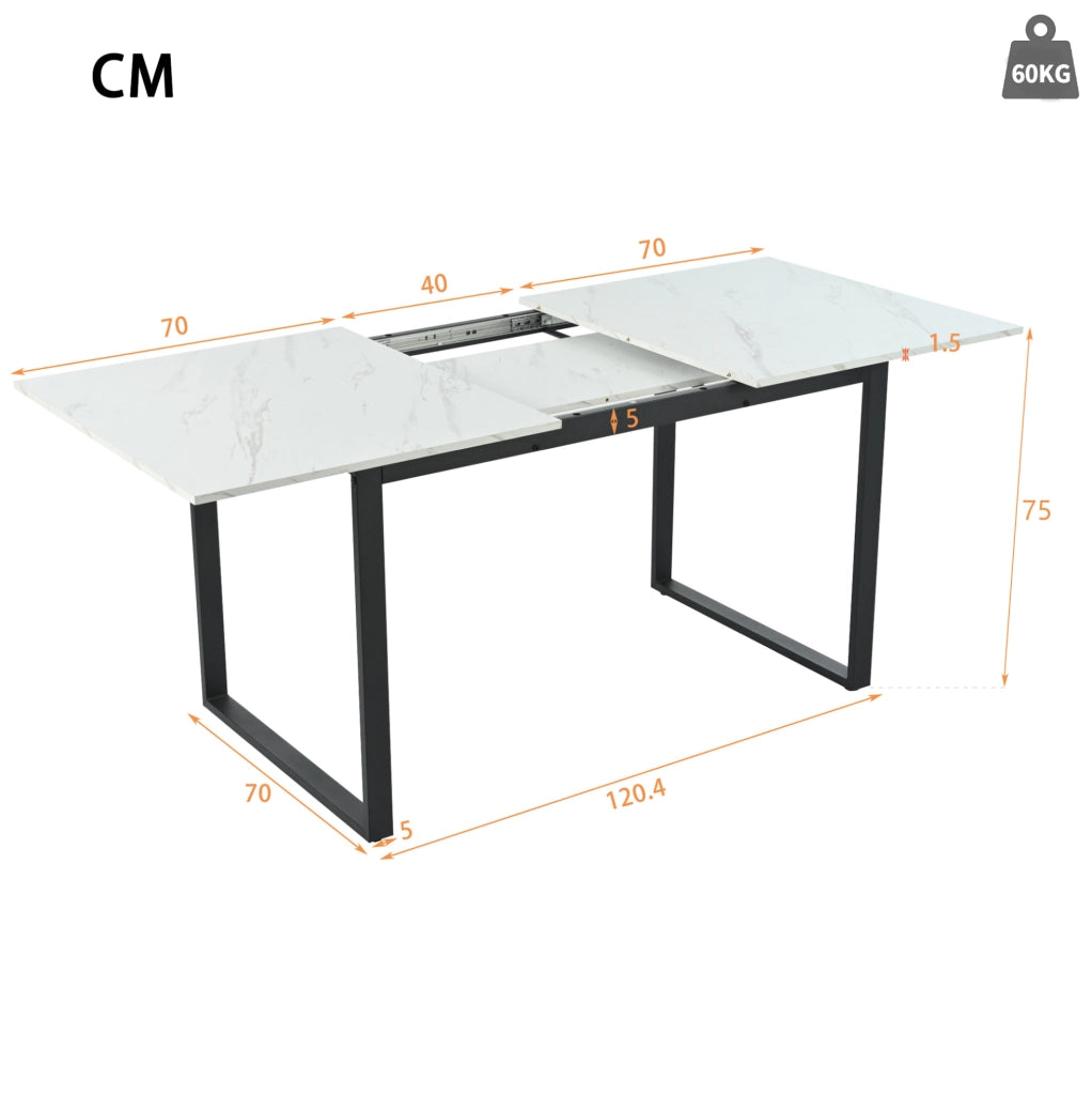 Set da pranzo moderno con tavolo allungabile bianco 140/180×80 cm