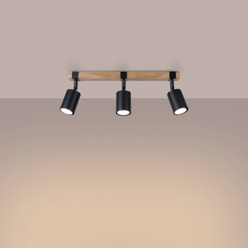 Lampada da soffitto FAGER Peach Puff orientabile a 3 luci in acciaio nero GU10