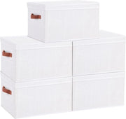 Cassetto di archiviazione con coperchio - Scatola di stoffa pieghevole - Archiviazione giocattoli abbigliamento - Grigio chiaro bianco - 33 x 23 x 18 cm