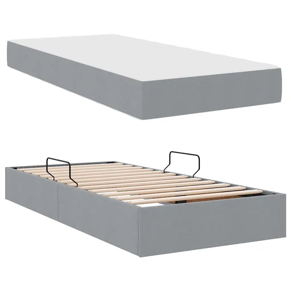Letto con contenitore e materasso Grigio chiaro 90 x 190 cm 3399628