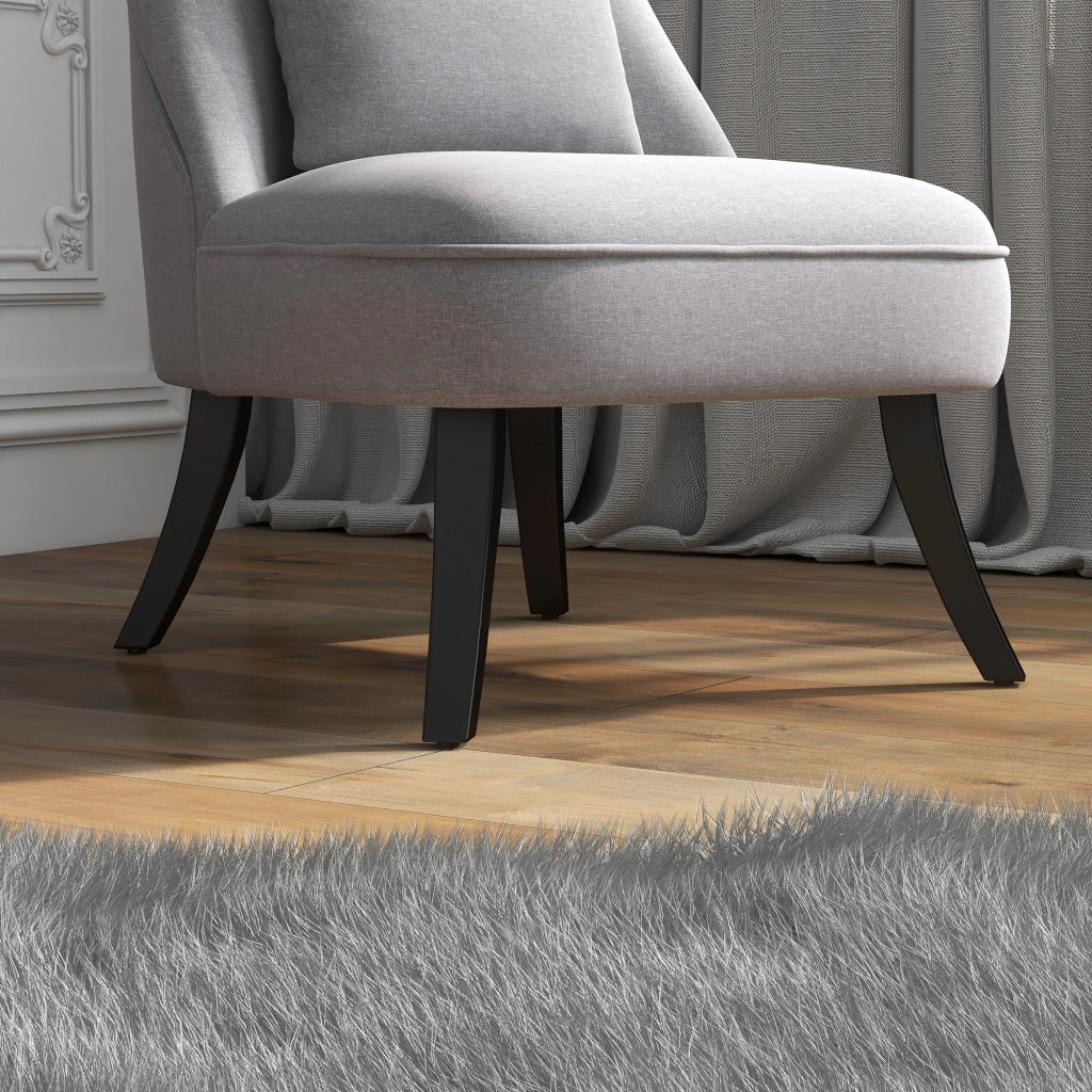 Poltrona relax imbottita in lino grigio, stile vintage, 52,5x69x77 cm