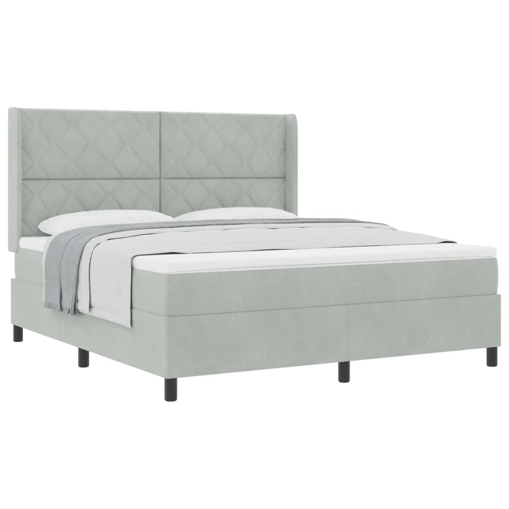 Letto a molle con materasso Grigio chiaro 180 x 200 cm Velluto
