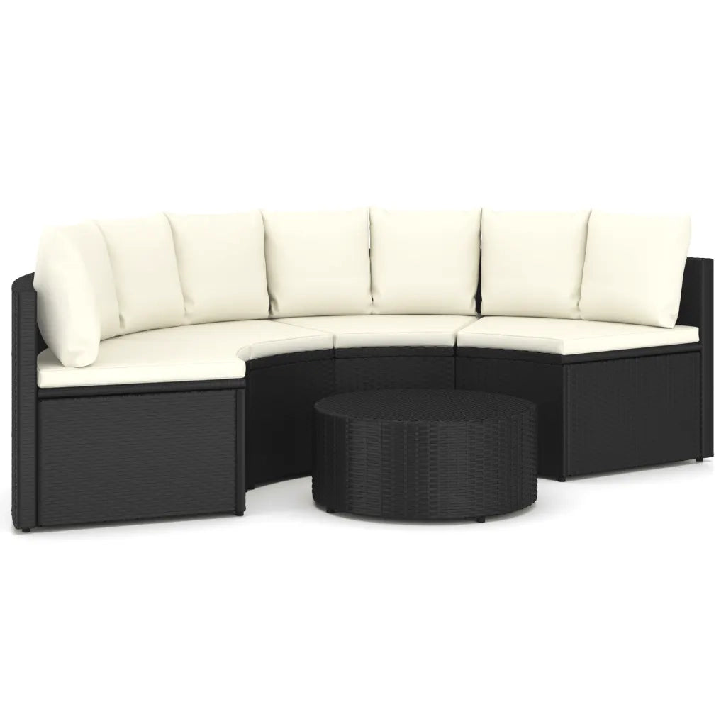 Set Divani da Giardino 5 pz con Cuscini in Polyrattan Nero 3064908