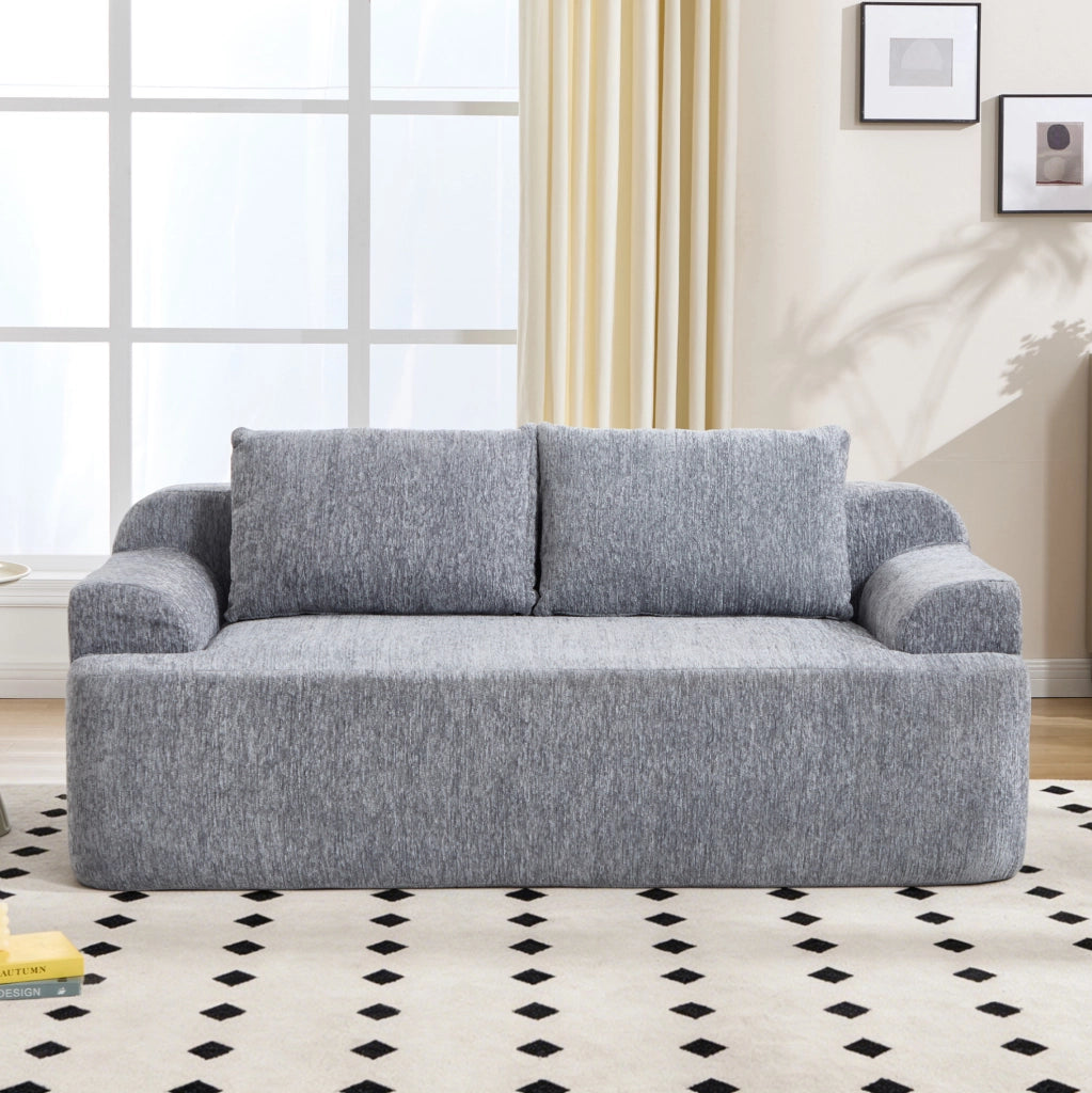 Divano convertibile in tessuto con cuscini, grigio, 68 x 45,5 x 68 cm
