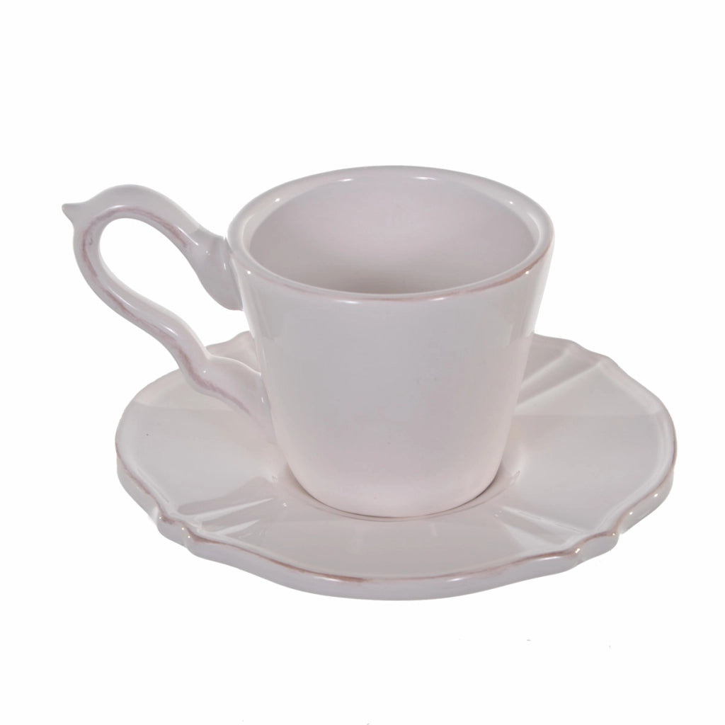 Set 3 Kit Tazze in Ceramica con Piattino Larghezza 14 cm