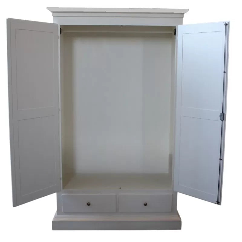 Armadio 2 porte 2 cassetti shabby bianco anticato filo rosa 125x60x200 - Mobili 2G