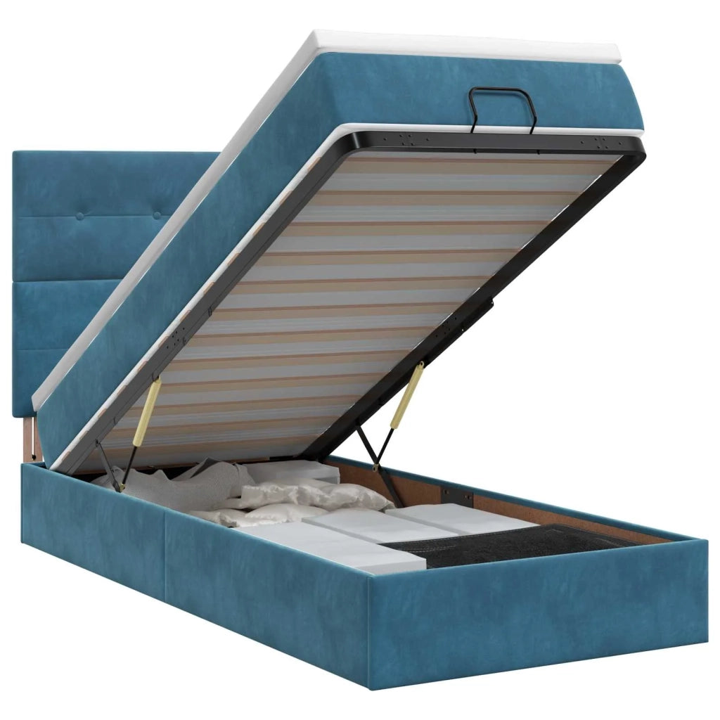 Letto ottomano con materasso Blu Scuro 90 x 190 cm Velluto 3457693