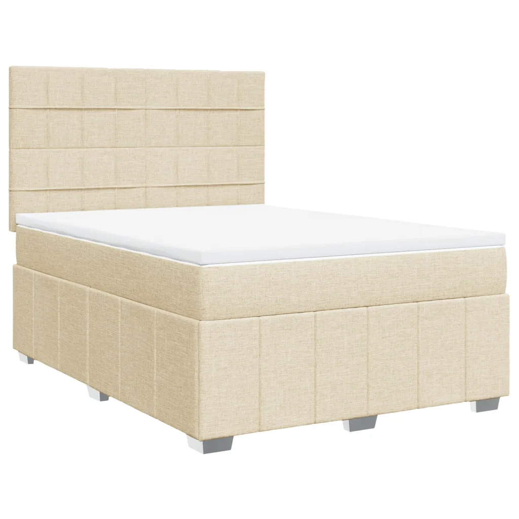 Giroletto a Molle con Materasso Crema 140x200 cm in Tessuto