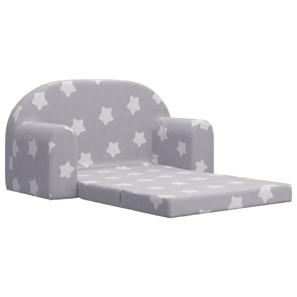 Divano Letto Bambini a 2 Posti Grigio Chiaro con Stelle Peluche 357022