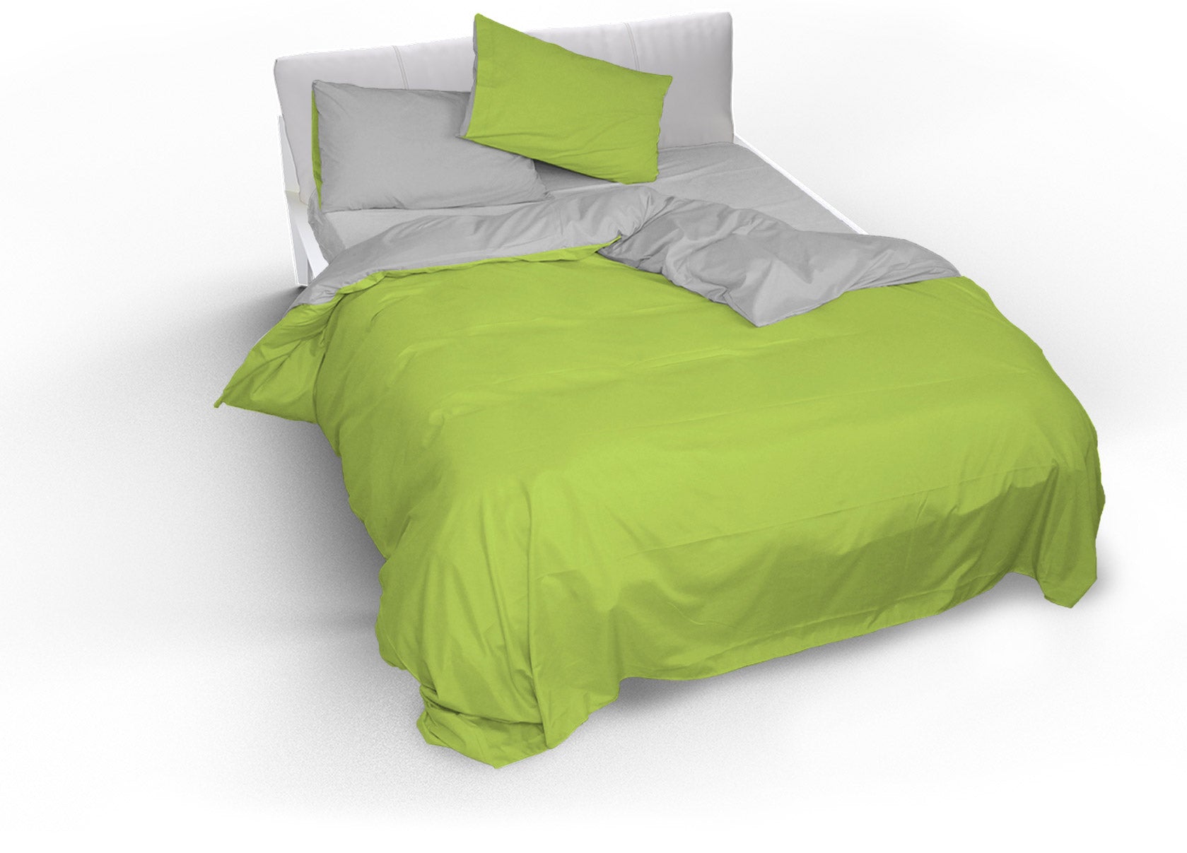 Copripiumino 1 Piazza e Mezzo con Sacco e Federe Doubleface Verde Acido/Grigio Chiaro