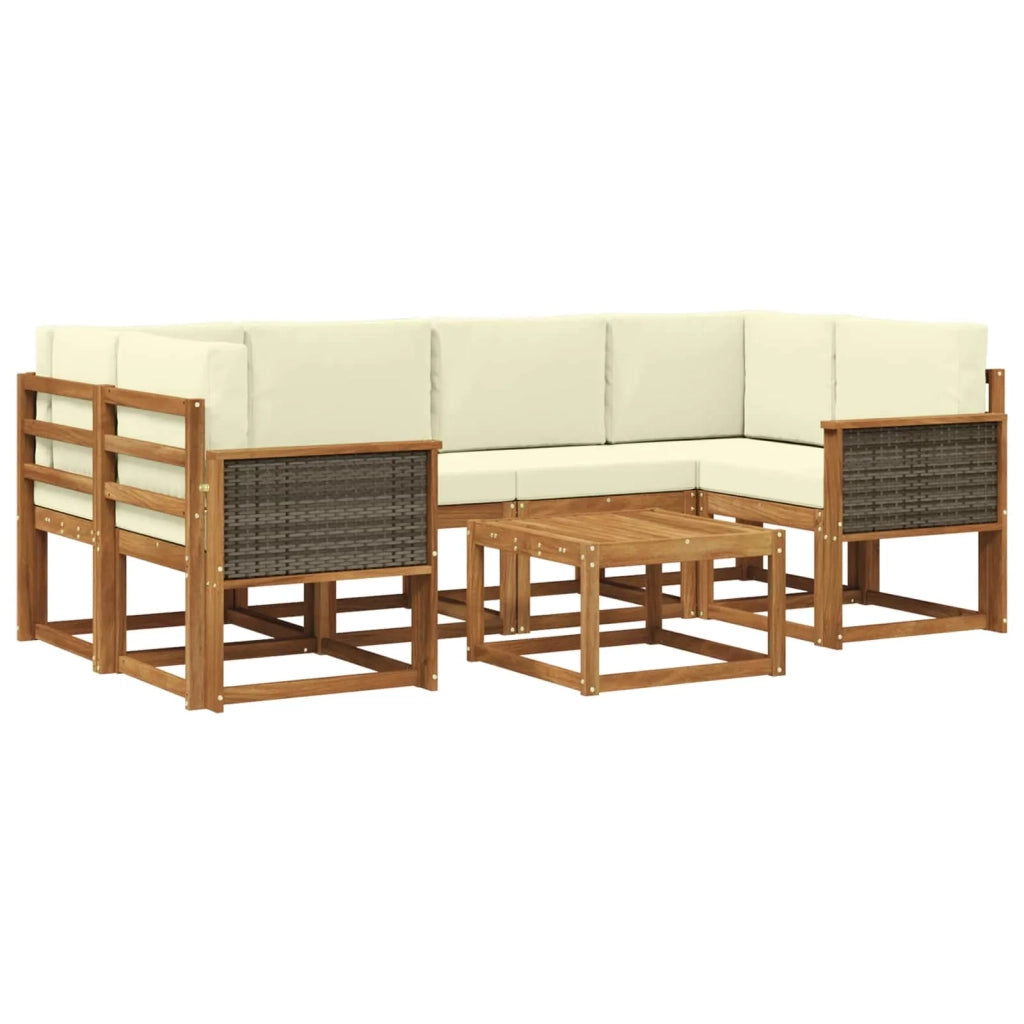 Set di divani da esterno con cuscino 5 pcs Naturale e Crema 3385026