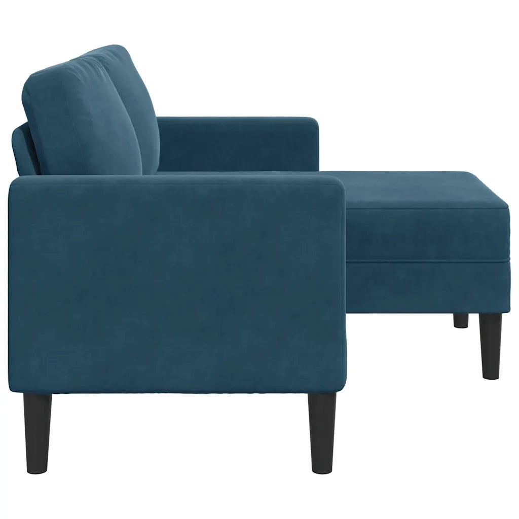 Divano 2 Posti con Chaise longue a L-Sofa 2 Posti con Chaise Blu 125 cm in Velluto