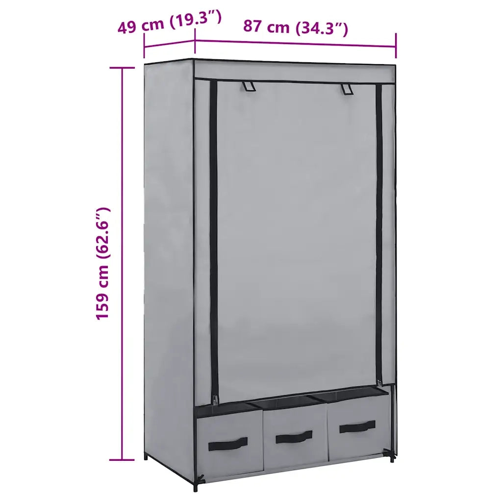 Armadio Grigio 87x49x159 cm in Tessuto cod mxl 78082
