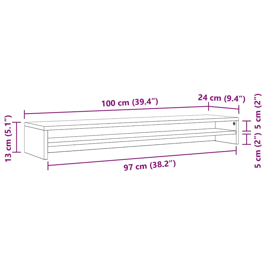 Supporto Monitor Grigio Sonoma 100x24x13cm in Legno Multistrato 815292